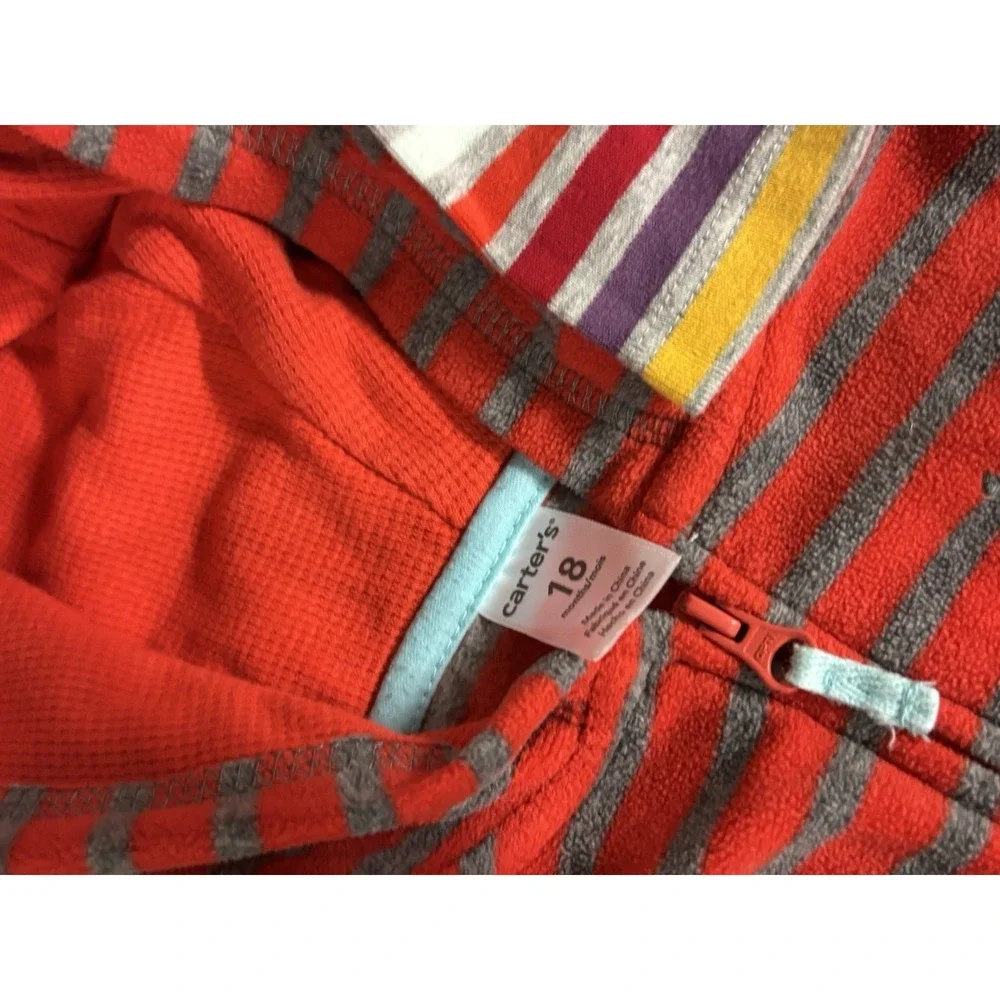 Carter's Orange Striped Hoodie 18M & Baby Gap Rainbow Bodysuit 12M Set